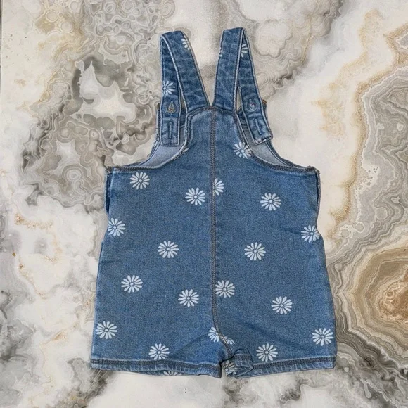 Denim Blue Kids Overalls with Floral Print - Picture 4 of 8